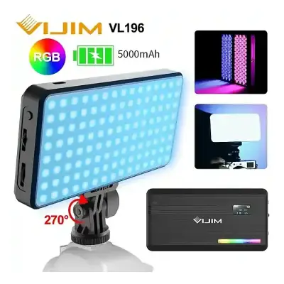 Ulanzi VIJIM VL196 RGB LED Video Light with Adjustable Stand,...